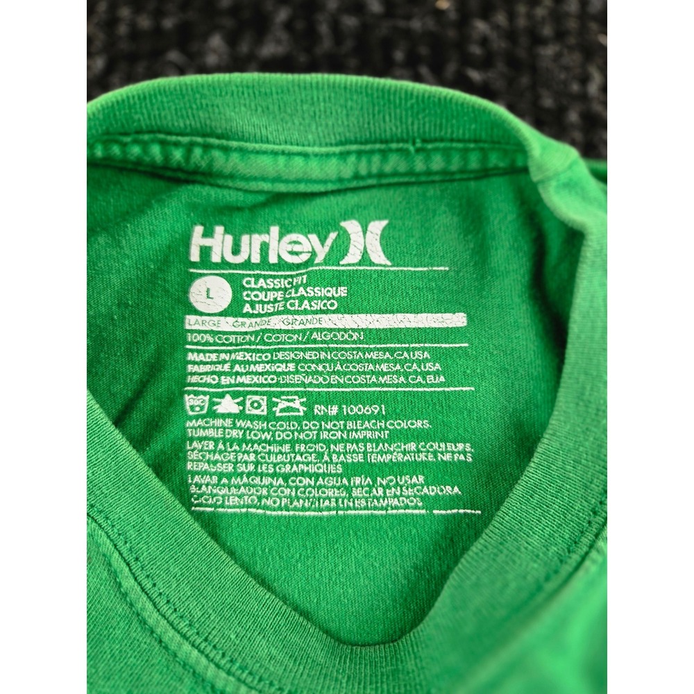 Hurley Mens Las Vegas NV Graphic T-Shirt Green Large Short Sleeve Cotton Tee - Picture 5 of 10